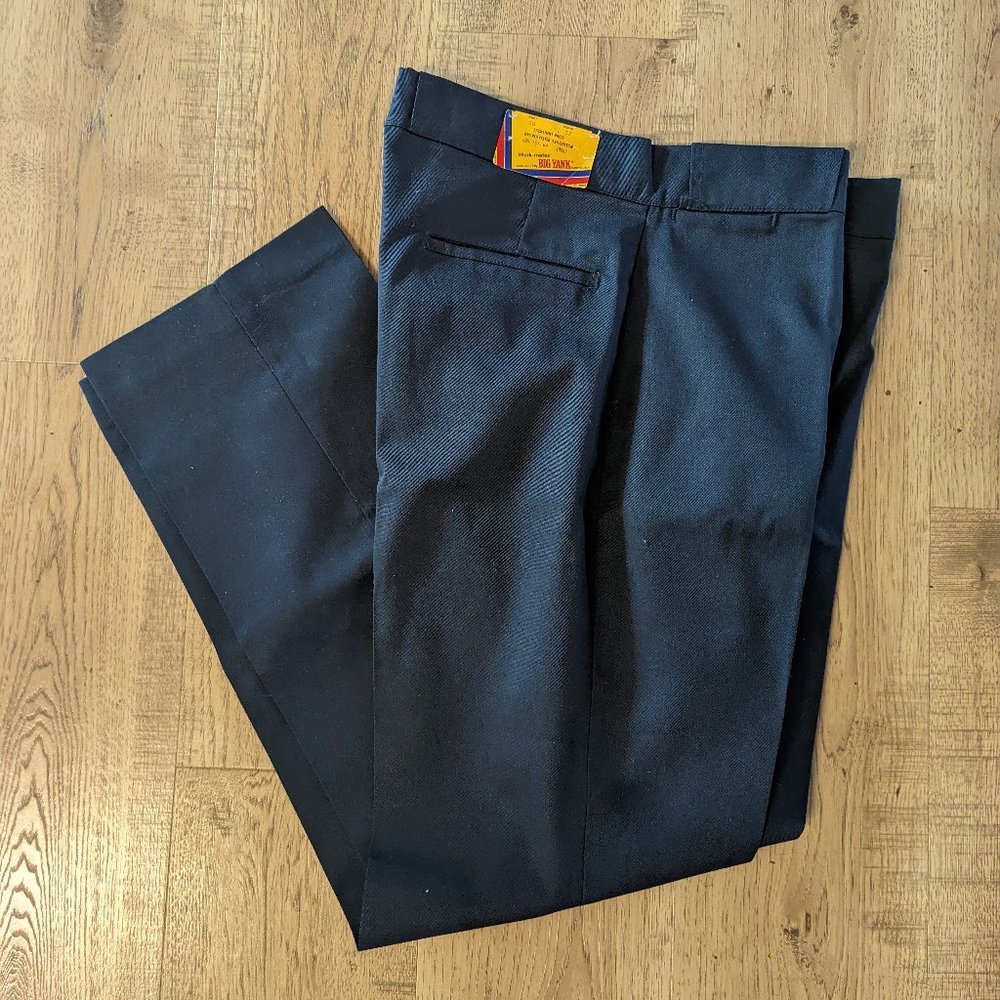 Vintage Navy 70s Big Yank Work Twill Pants Union Made Zipper 1970s Workwear